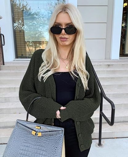 Cardigan Sweaters for Women 100% Cotton Button-Down Oversized Knit Outerwear Fall Tops for Women 2026