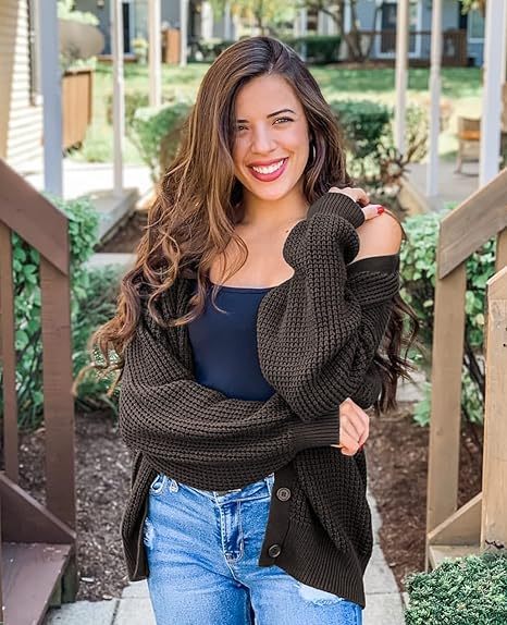 Cardigan Sweaters for Women 100% Cotton Button-Down Oversized Knit Outerwear Fall Tops for Women 2026