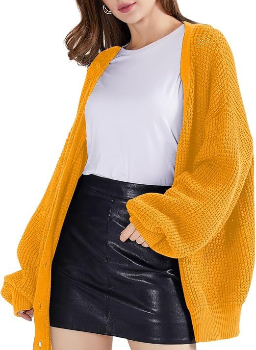 Cardigan Sweaters for Women 100% Cotton Button-Down Oversized Knit Outerwear Fall Tops for Women 2026