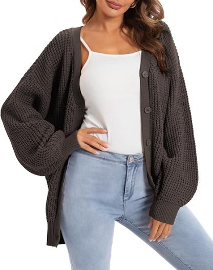 Cardigan Sweaters for Women 100% Cotton Button-Down Oversized Knit Outerwear Fall Tops for Women 2026