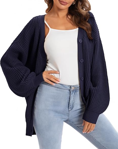Cardigan Sweaters for Women 100% Cotton Button-Down Oversized Knit Outerwear Fall Tops for Women 2026