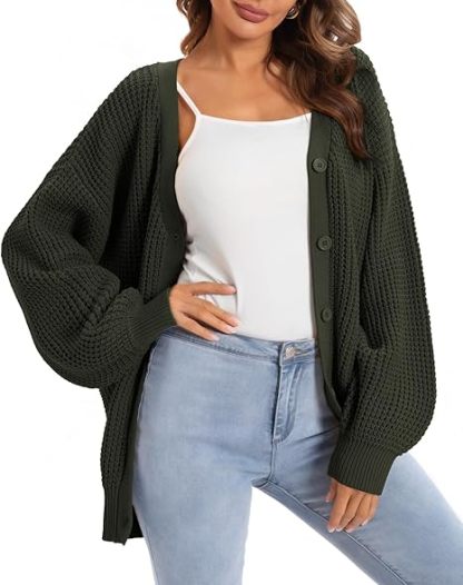 Cardigan Sweaters for Women 100% Cotton Button-Down Oversized Knit Outerwear Fall Tops for Women 2026
