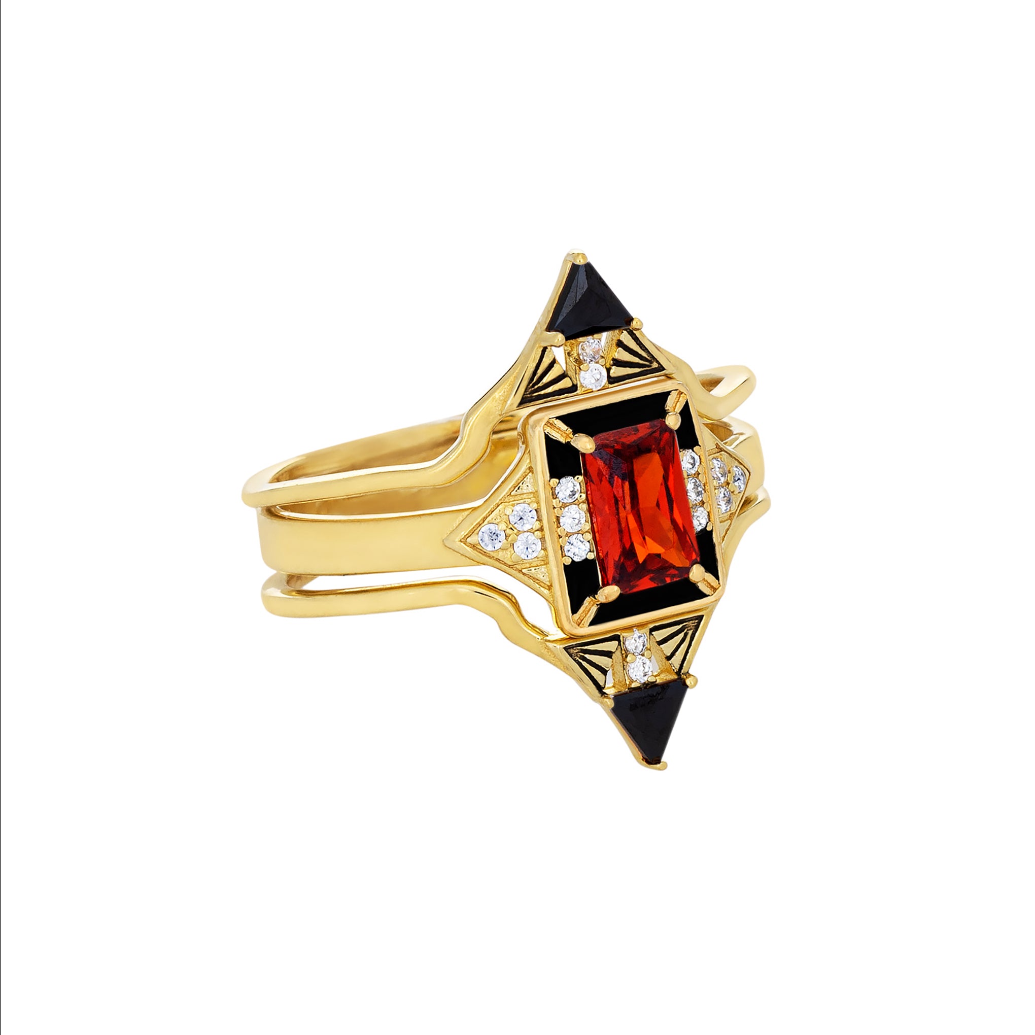 Castle Ring Set - Garnet-Chifina