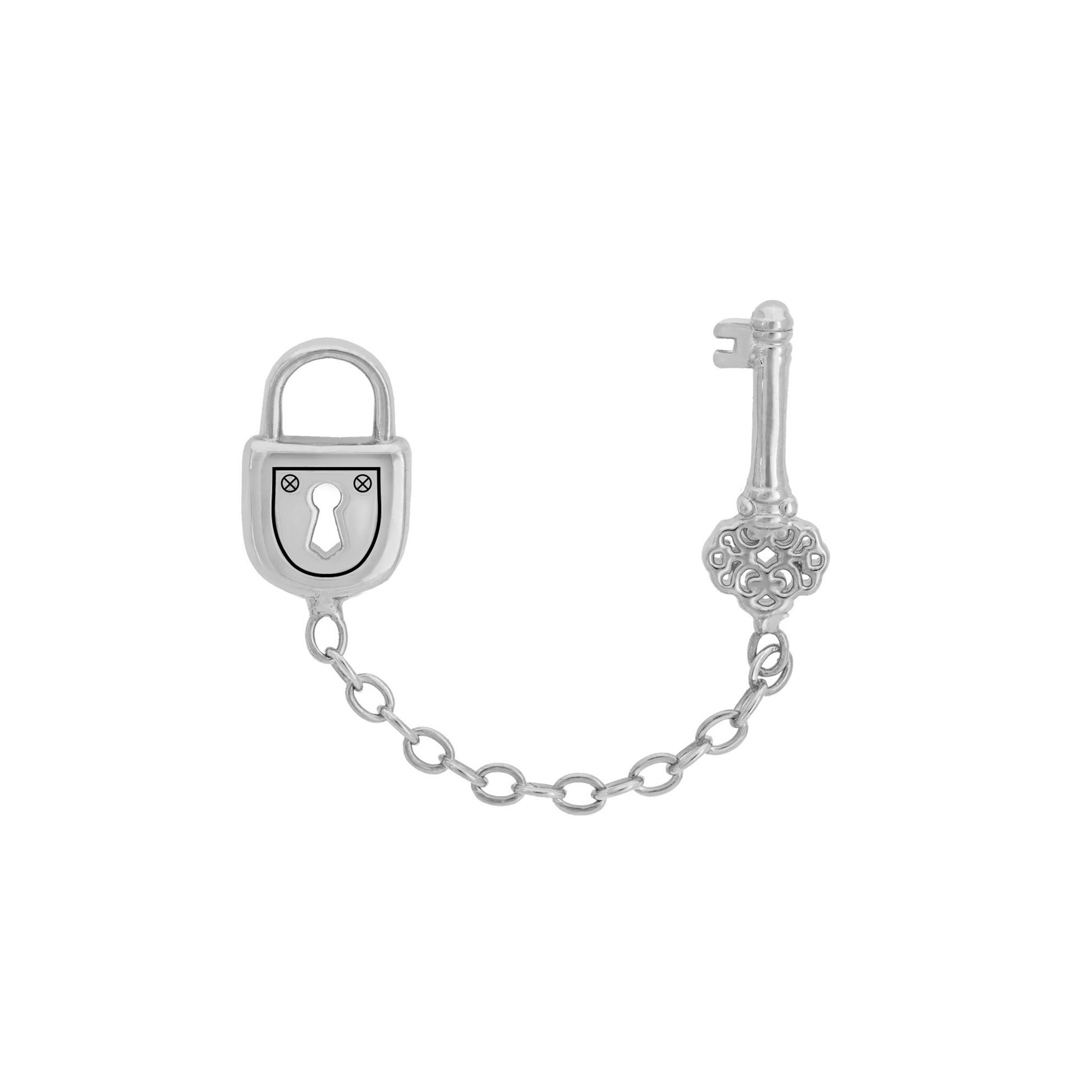 Padlock Double Stud Chain Earring-Chifina