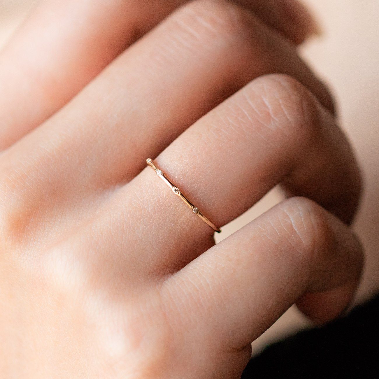 Solid Gold Dainty Diamond Band-Koogrl