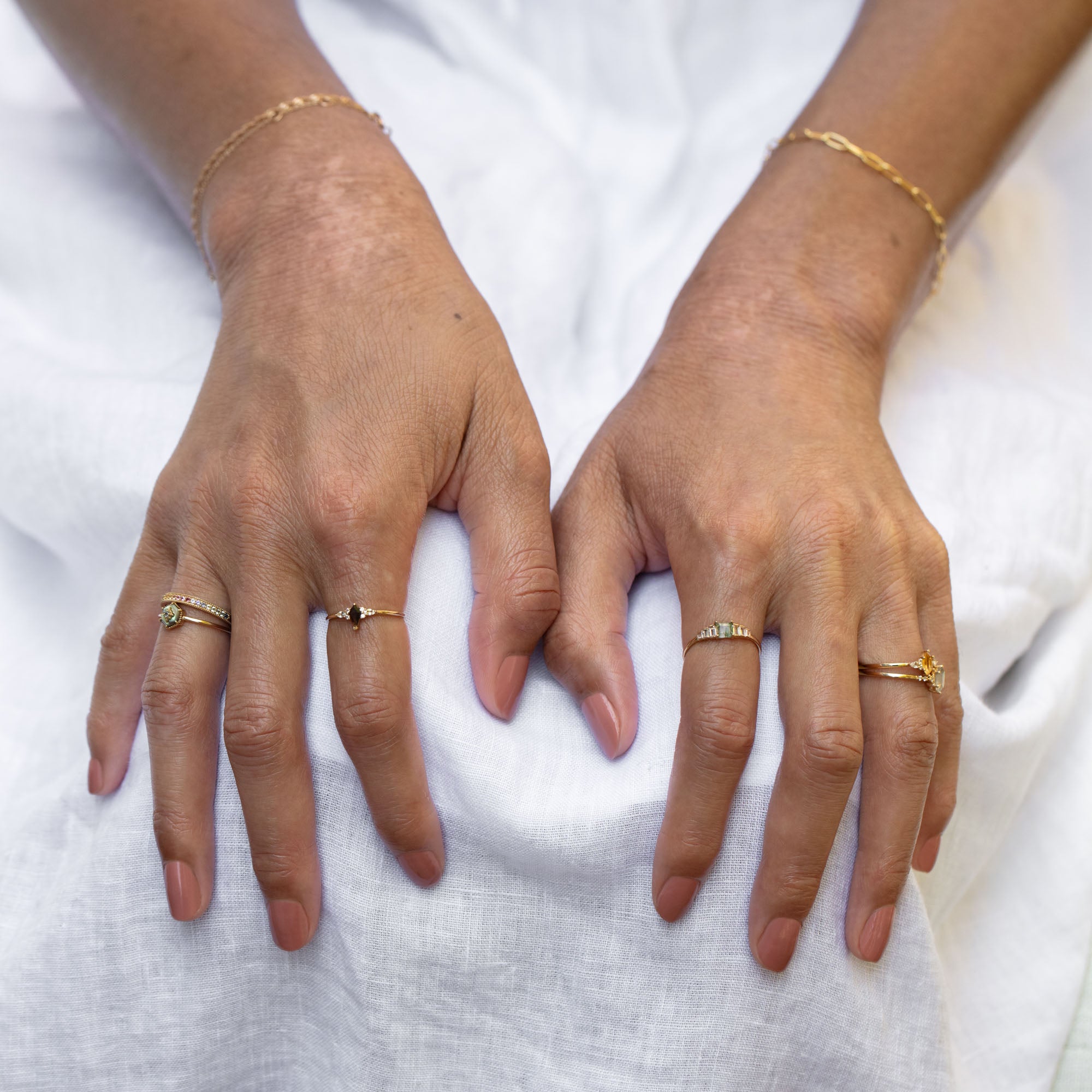 Solid Gold Smoky Quartz Shadow Kite Ring-Koogrl