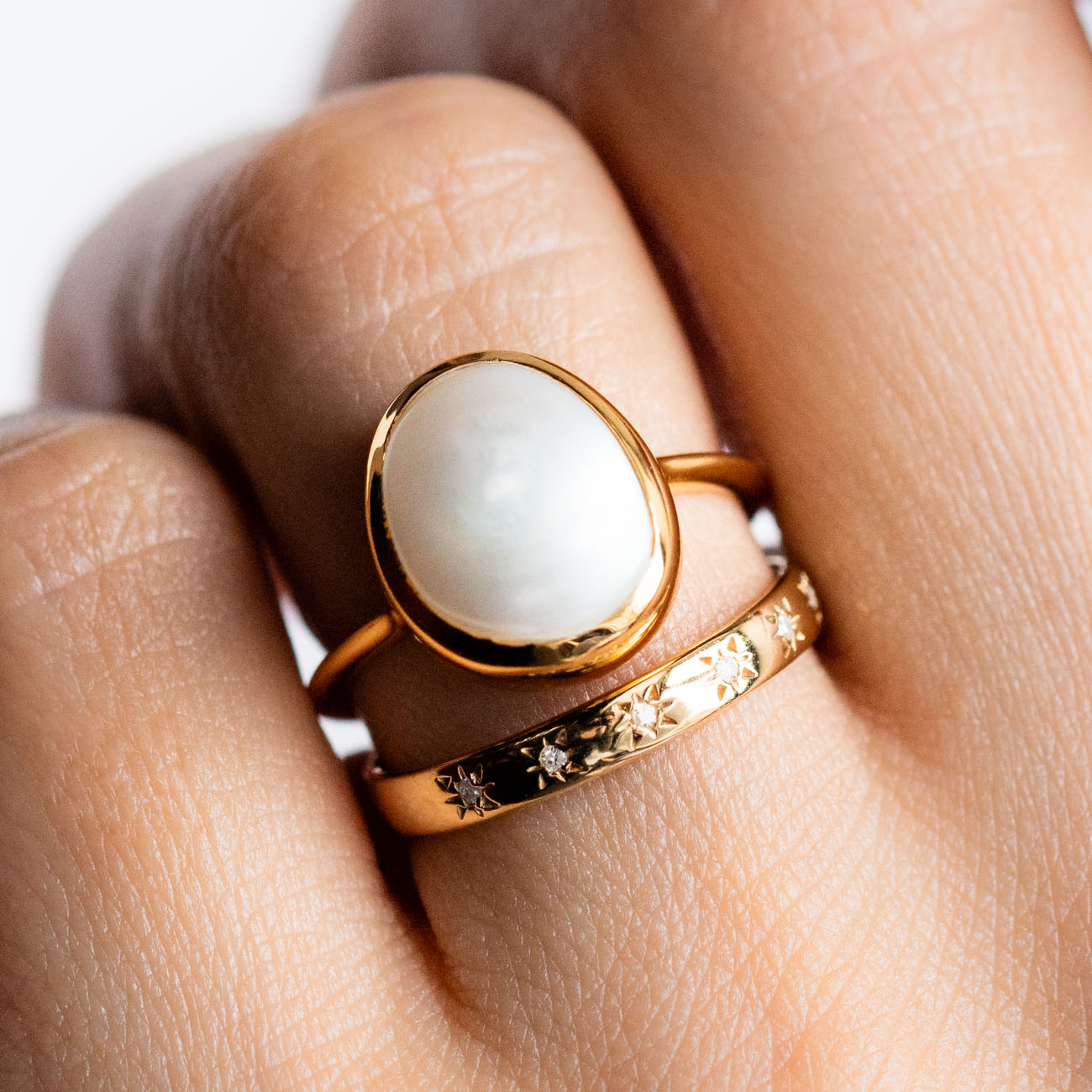 Simple Semi Precious Pearl Ring-Koogrl