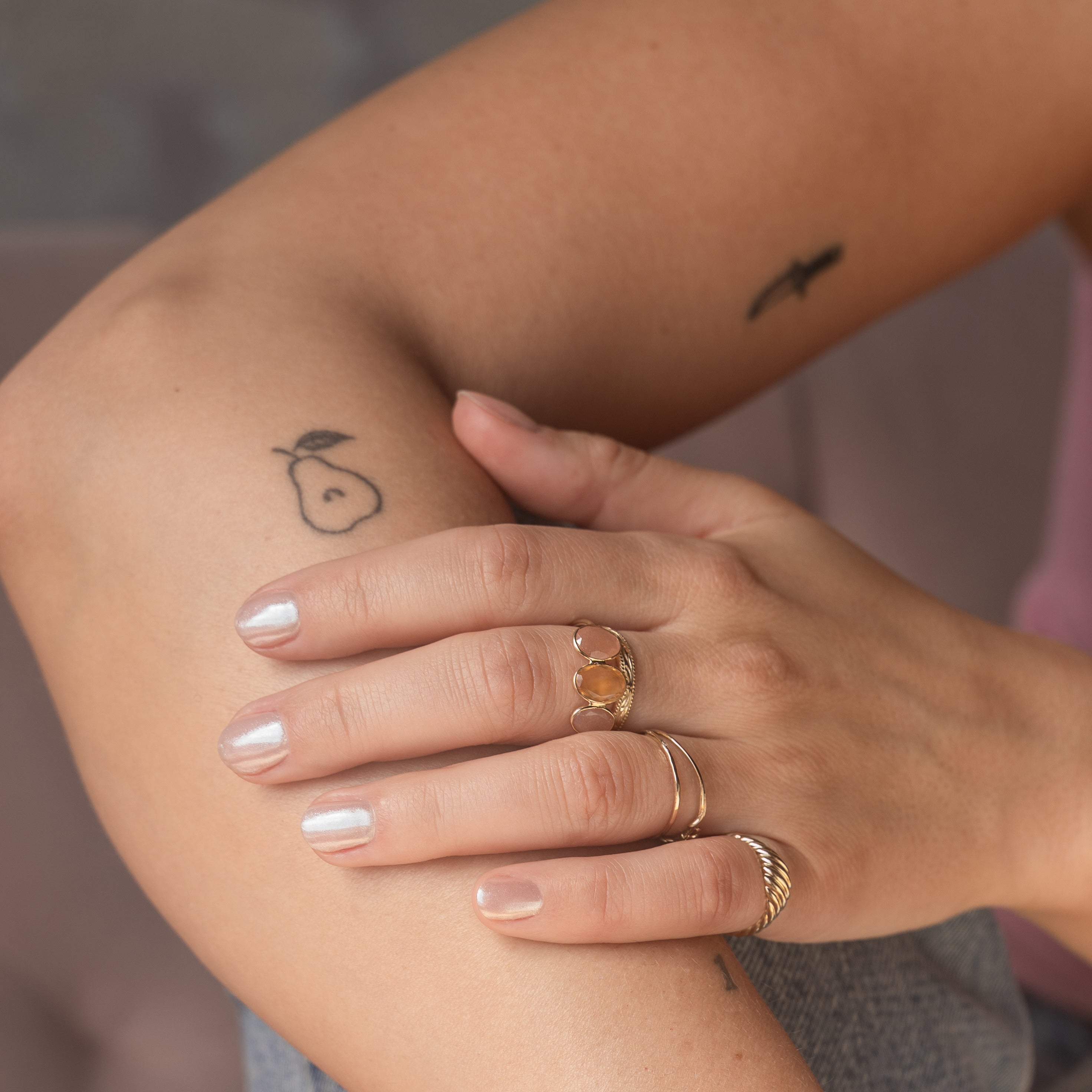 Solid Gold Morning Light Citrine and Sunstone Ring-Koogrl