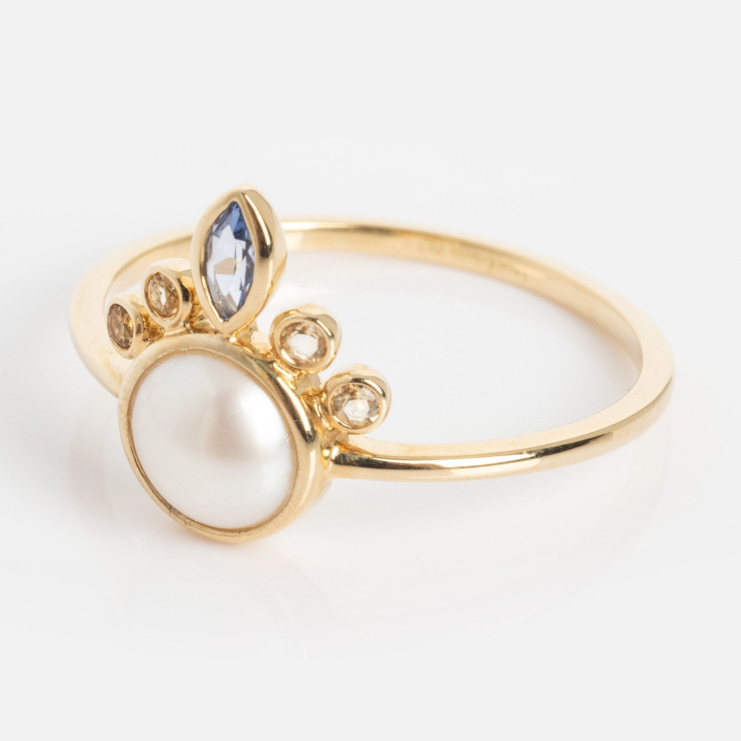 Solid Gold Crowned Bezel Pearl Ring Last Chance Sizes-Koogrl