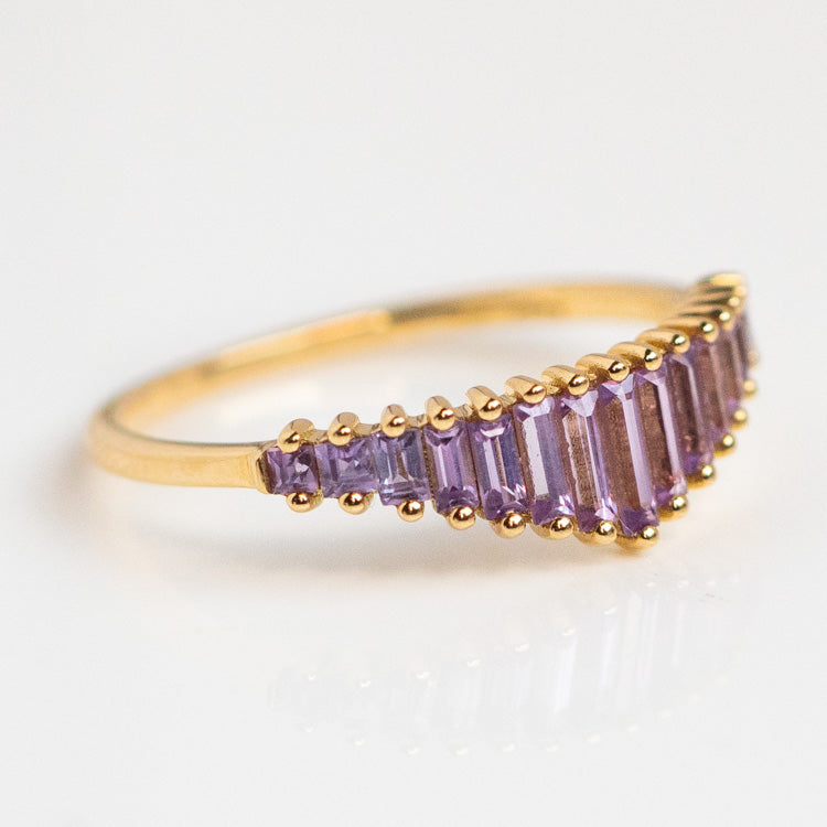 Baguette Cut Lilac Sapphire Ring-Koogrl