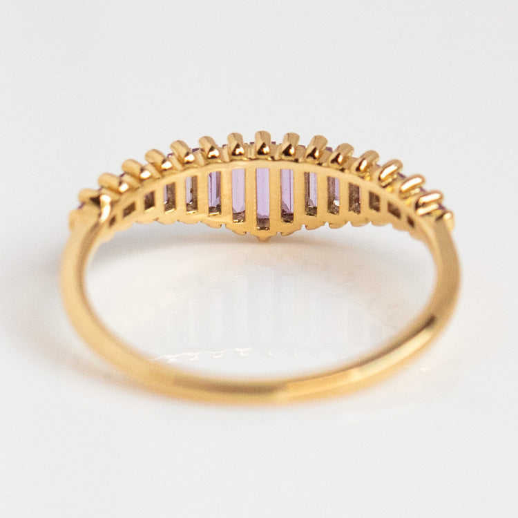 Baguette Cut Lilac Sapphire Ring-Koogrl