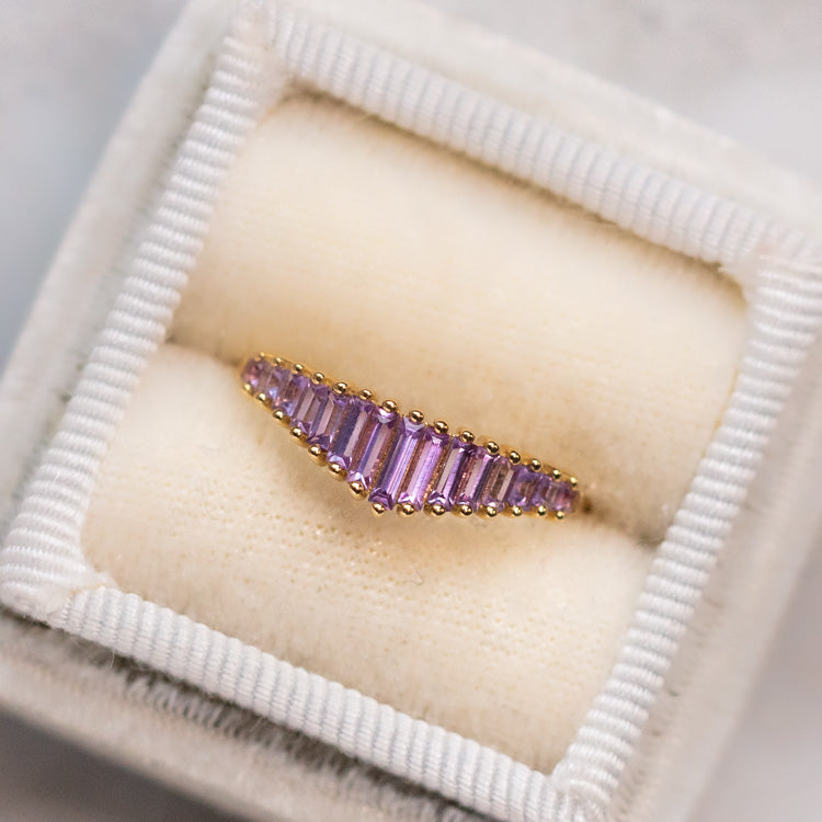 Baguette Cut Lilac Sapphire Ring-Koogrl