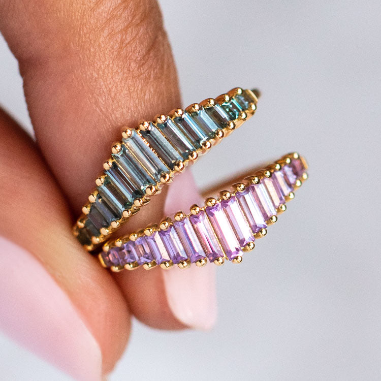 Baguette Cut Lilac Sapphire Ring-Koogrl