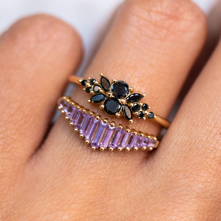 Baguette Cut Lilac Sapphire Ring-Koogrl