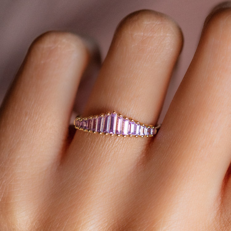 Baguette Cut Lilac Sapphire Ring-Koogrl