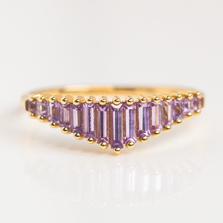Baguette Cut Lilac Sapphire Ring-Koogrl