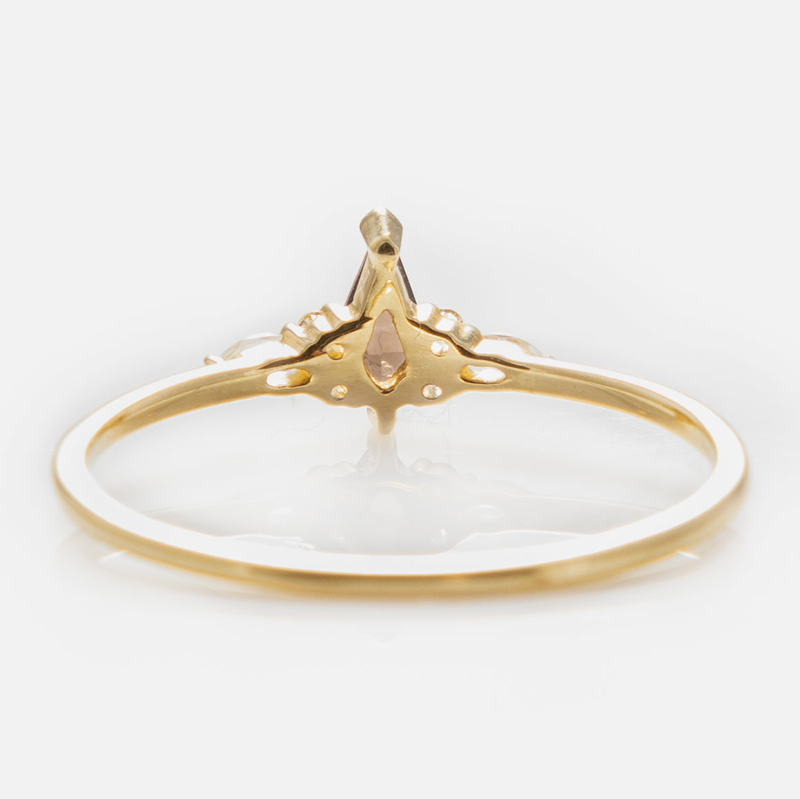 Solid Gold Smoky Quartz Shadow Kite Ring-Koogrl