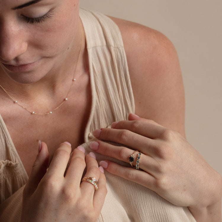 14k Blue Topaz and White Sapphire Ring-Koogrl