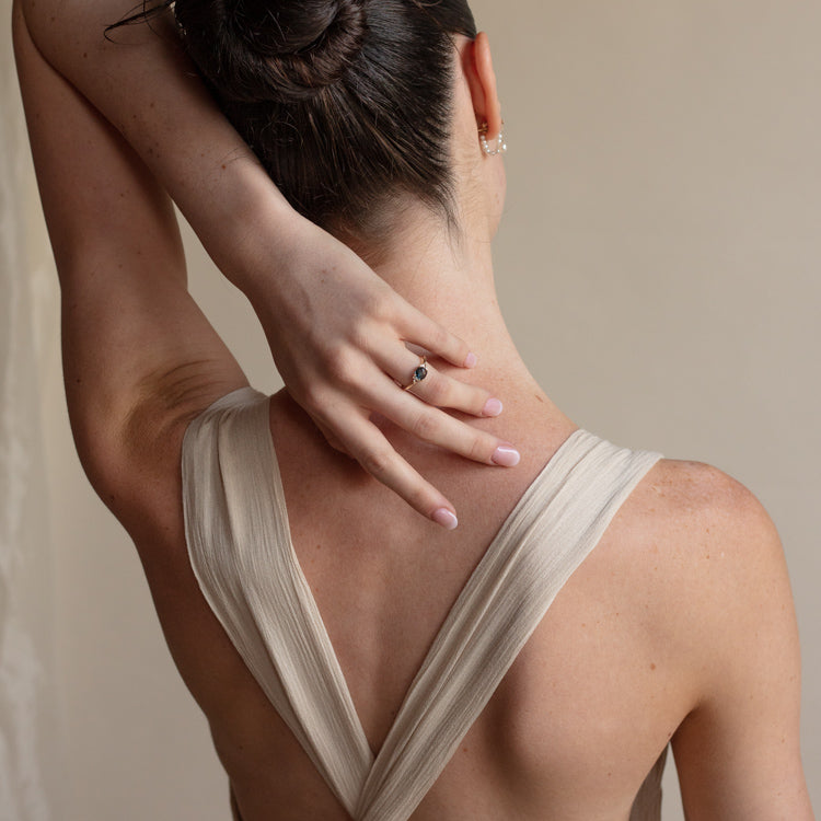 14k Blue Topaz and White Sapphire Ring-Koogrl