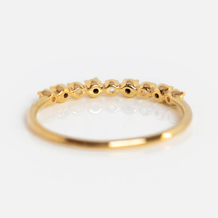 14k Classic White Sapphire and Black Diamond Band-Koogrl