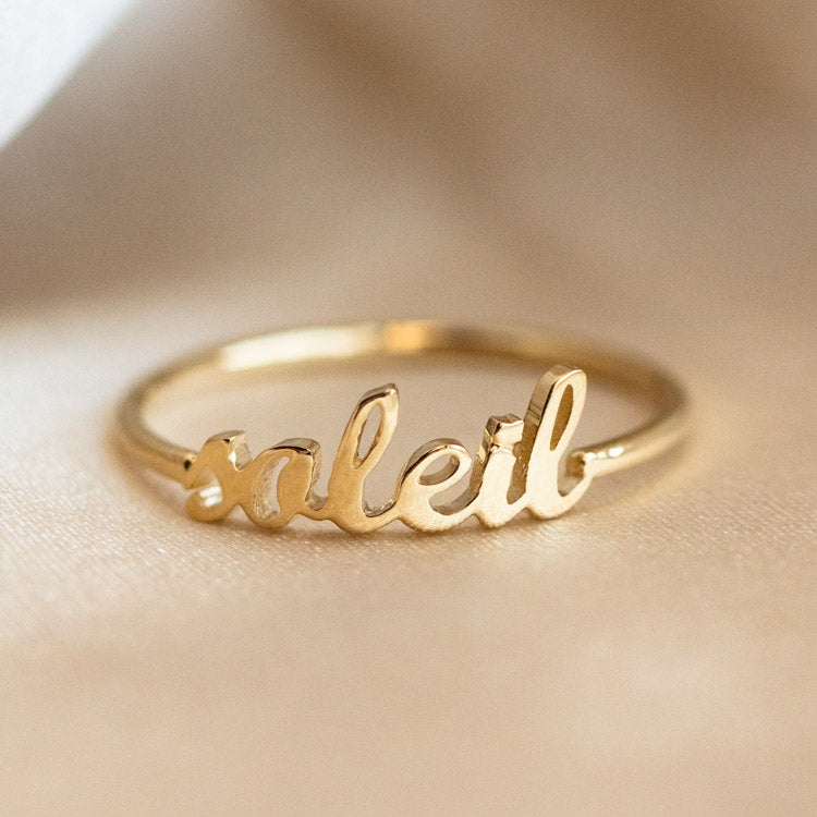 "Say My Name" 14K Custom Cursive Letter Ring-Koogrl