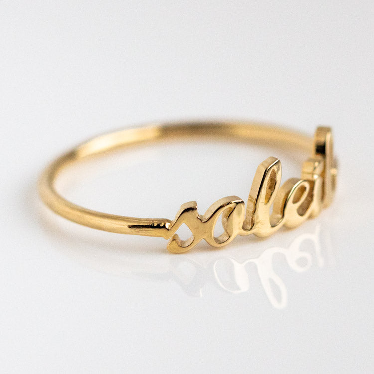 "Say My Name" 14K Custom Cursive Letter Ring-Koogrl