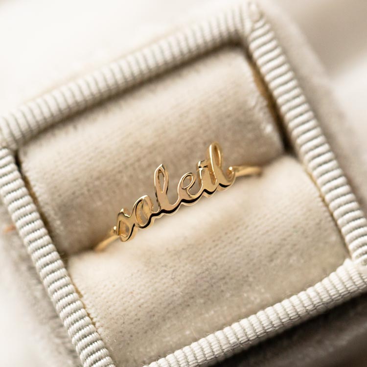 "Say My Name" 14K Custom Cursive Letter Ring-Koogrl