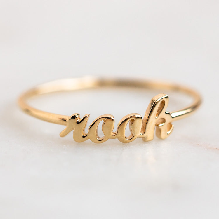 "Say My Name" 14K Custom Cursive Letter Ring-Koogrl