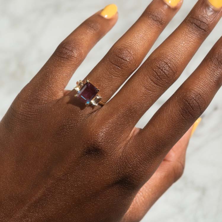 The Sophisticate Lab Alexandrite and White Topaz Ring-Koogrl