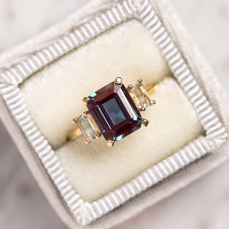 The Sophisticate Lab Alexandrite and White Topaz Ring-Koogrl
