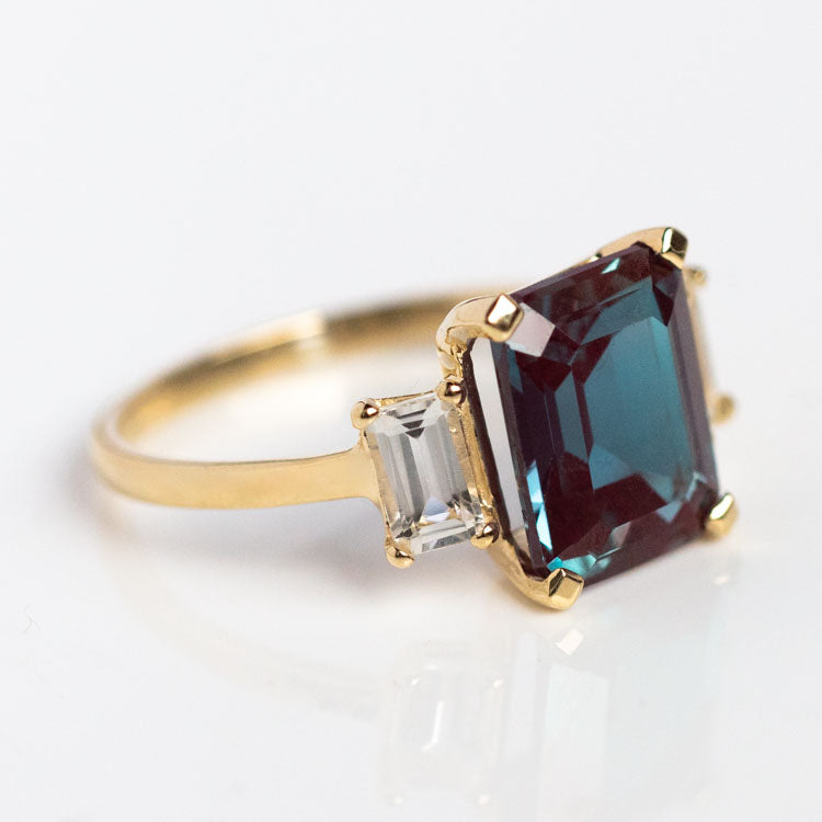 The Sophisticate Lab Alexandrite and White Topaz Ring-Koogrl