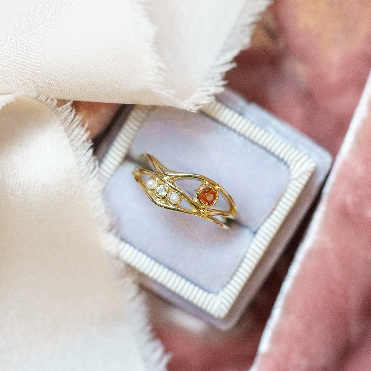 10k Orange Sapphire and Citrine Bayside Ring-Koogrl