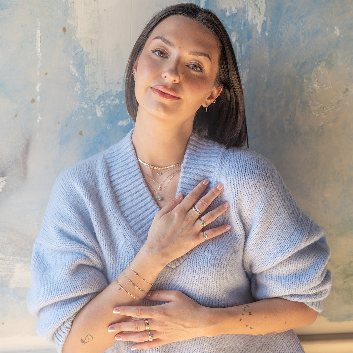 Solid Gold Daybreak Moonstone and Blue Topaz Ring-Koogrl
