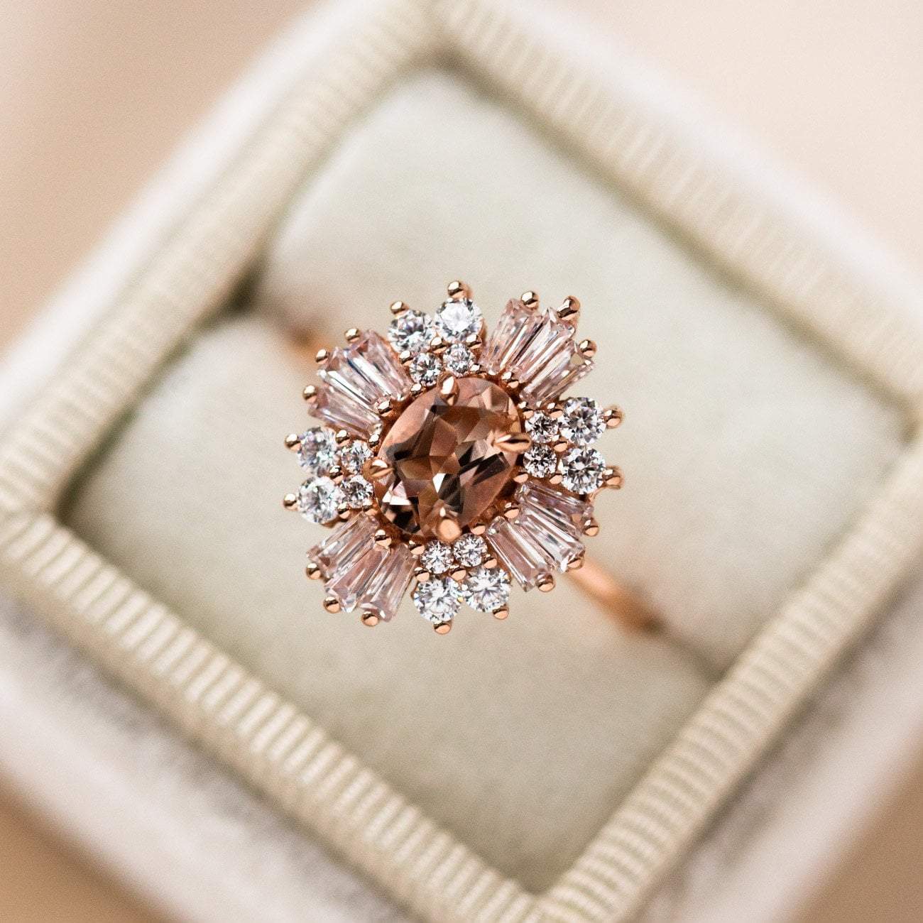 14K Rose Gold Victoria Vintage Cluster Ring-Koogrl