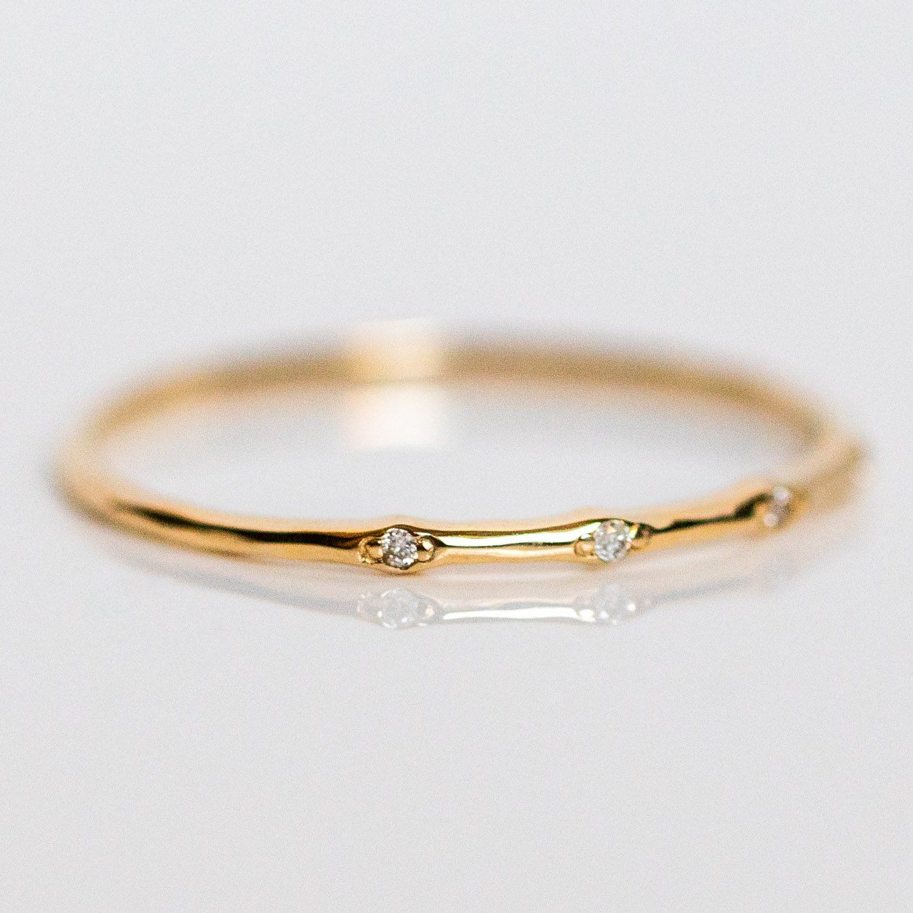 Solid Gold Dainty Diamond Band-Koogrl