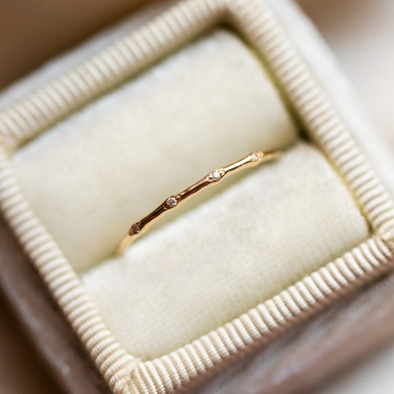 Solid Gold Dainty Diamond Band-Koogrl