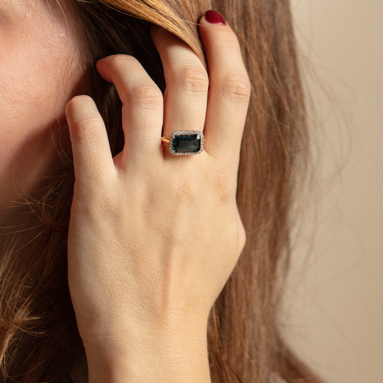 14k Solid Gold Diamond East West Baguette Ring-Koogrl