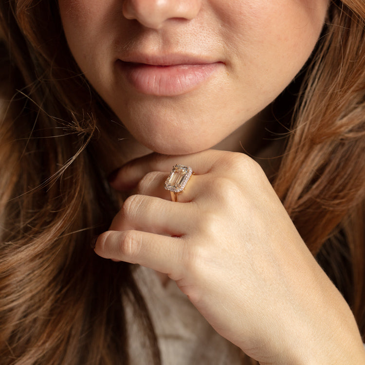 14k Solid Gold Diamond East West Baguette Ring-Koogrl