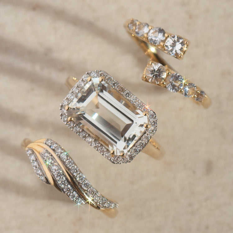 14k Solid Gold Diamond East West Baguette Ring-Koogrl