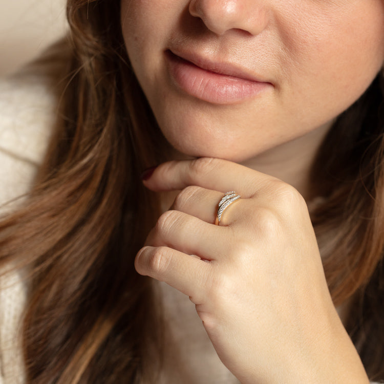 14k Solid Gold Josephine Diamond Crown Ring-Koogrl