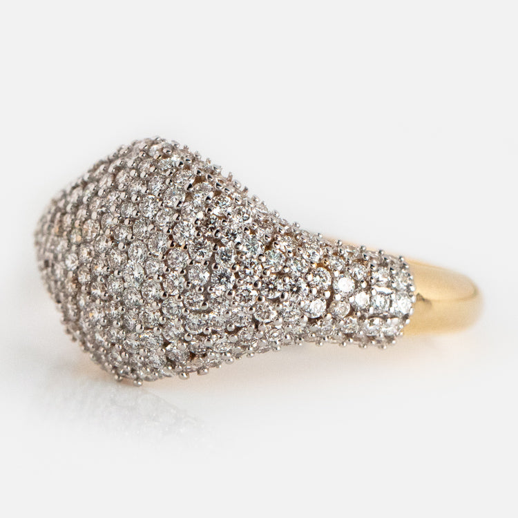 14k Solid Gold Pave Diamond Signet Ring-Koogrl