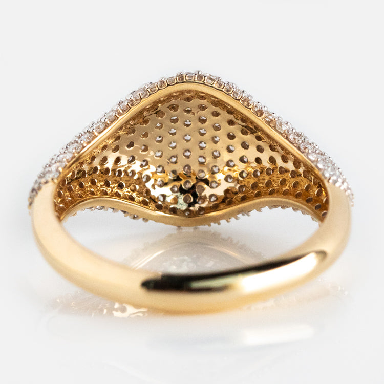 14k Solid Gold Pave Diamond Signet Ring-Koogrl