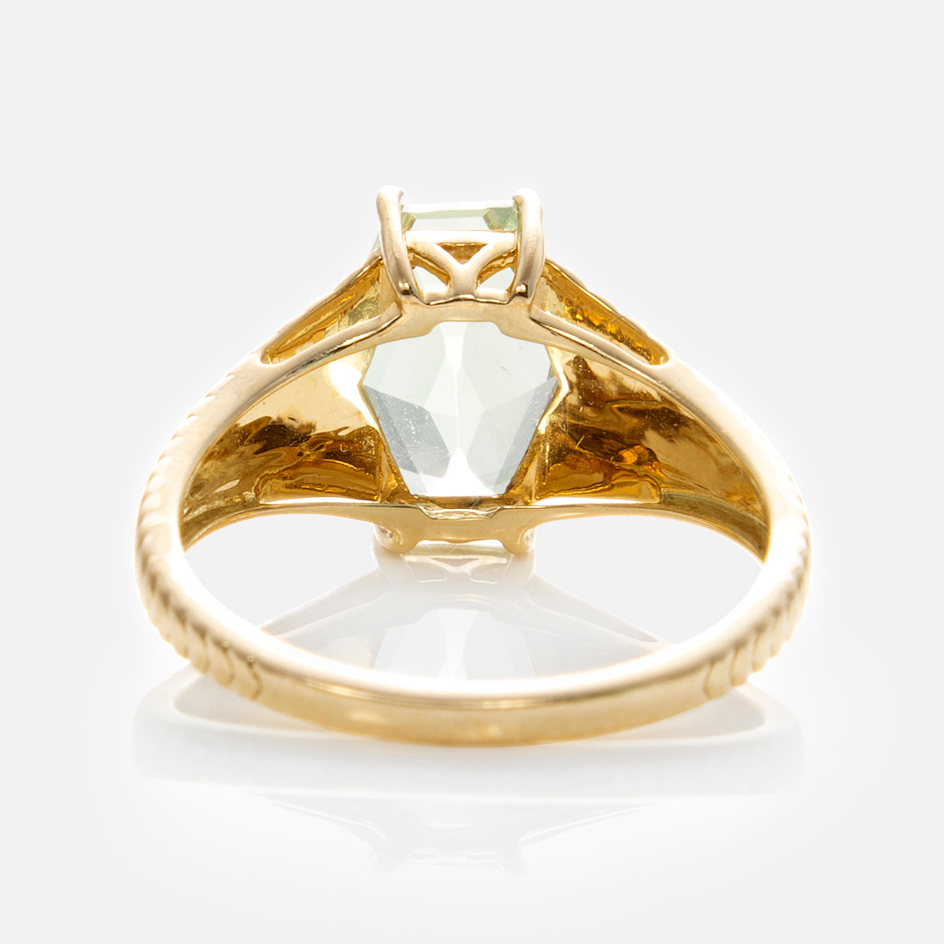 Solid Gold Green Amethyst Bold Chevron Ring-Koogrl