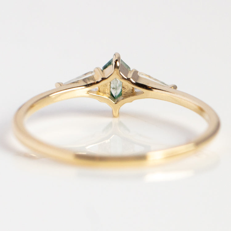 Solid Gold Aquatic Agate Elements Hexagon Ring-Koogrl