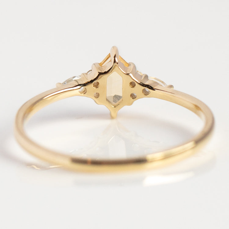 Solid Gold Citrine Destiny Hexagon Ring for Abundance-Koogrl