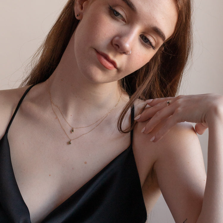 Solid Gold Aquatic Agate Elements Hexagon Ring-Koogrl