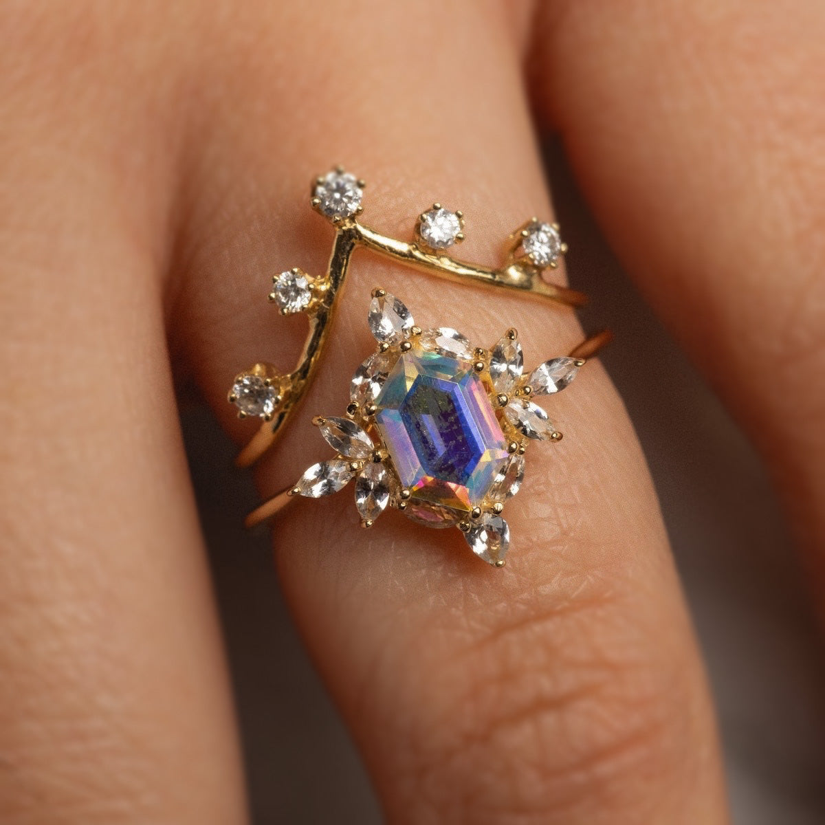 14k Diamond V Crown Ring-Koogrl