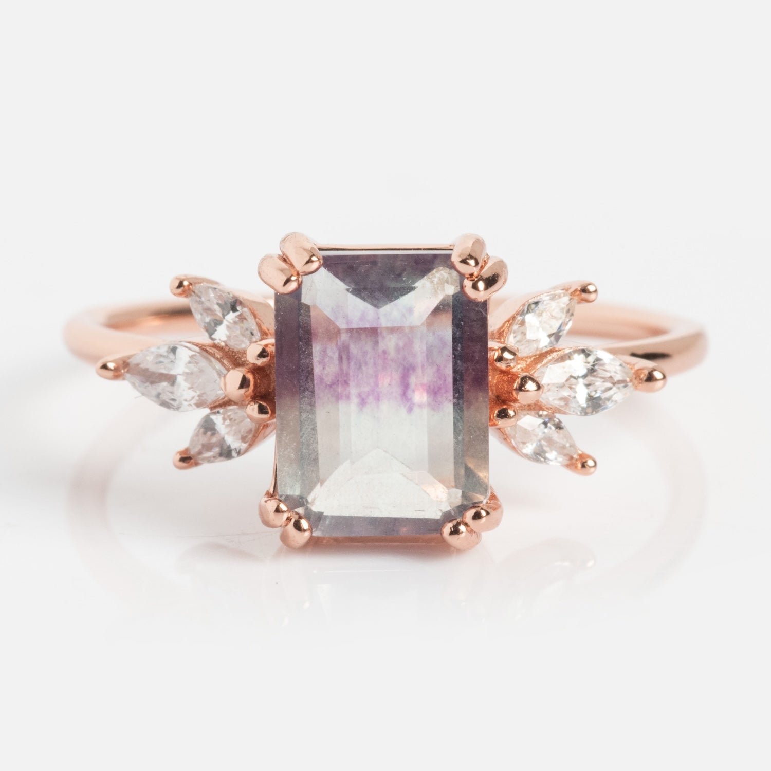 Rose Gold Fluorite Topaz Hazy Dream Ring Last Chance Sizes-Koogrl
