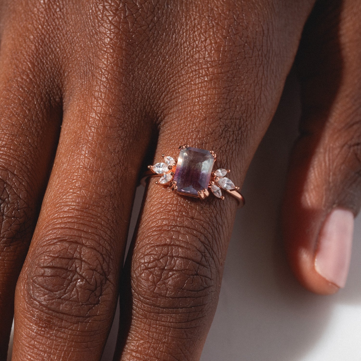 Rose Gold Fluorite Topaz Hazy Dream Ring Last Chance Sizes-Koogrl