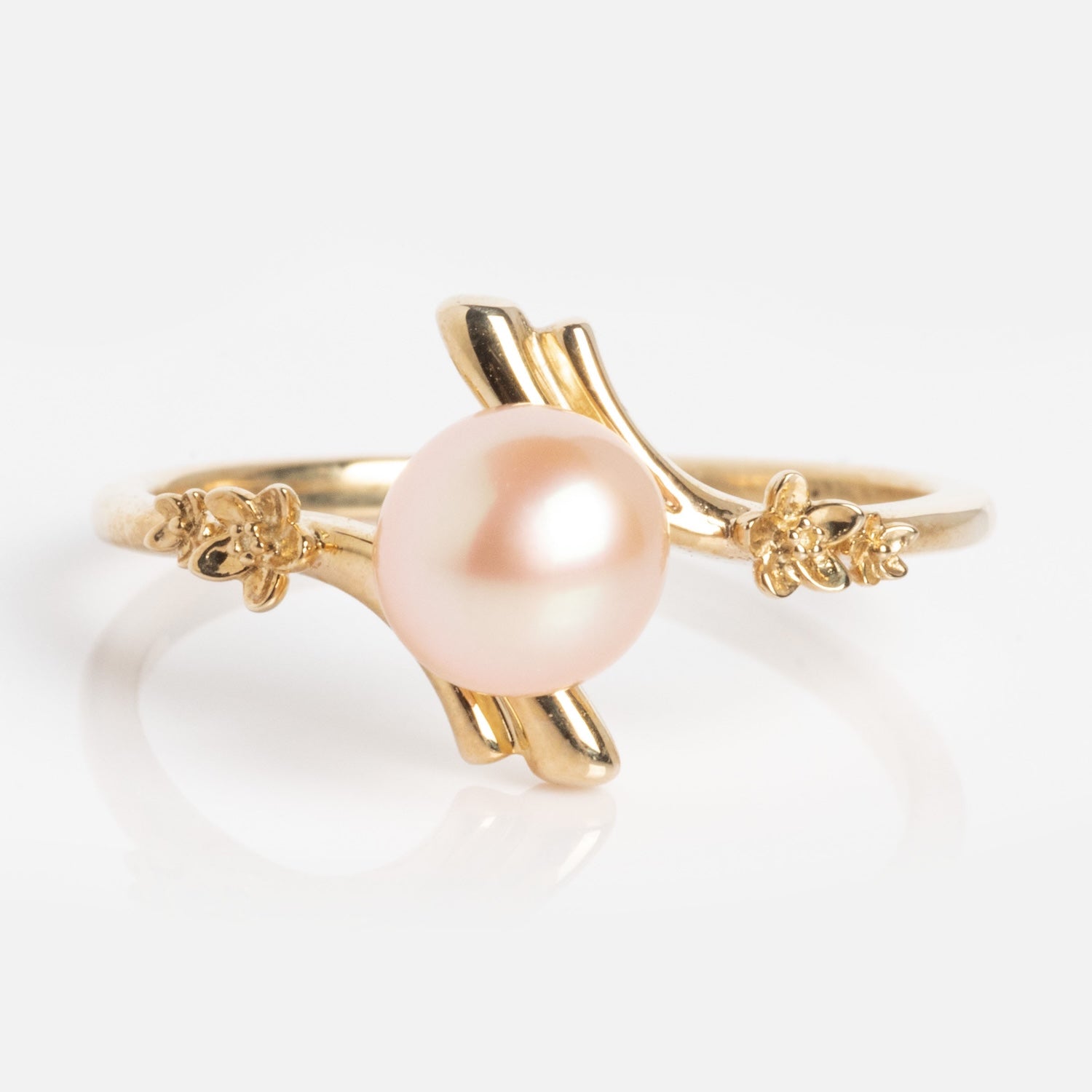 10k Forget Me Not Pink Pearl Bypass Ring-Koogrl